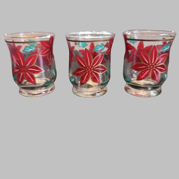 Fifth Avenue Crystal Poinsettia Set Of 3 Votive Candle Holders 4.5" Holiday Xmas - Picture 2 of 12
